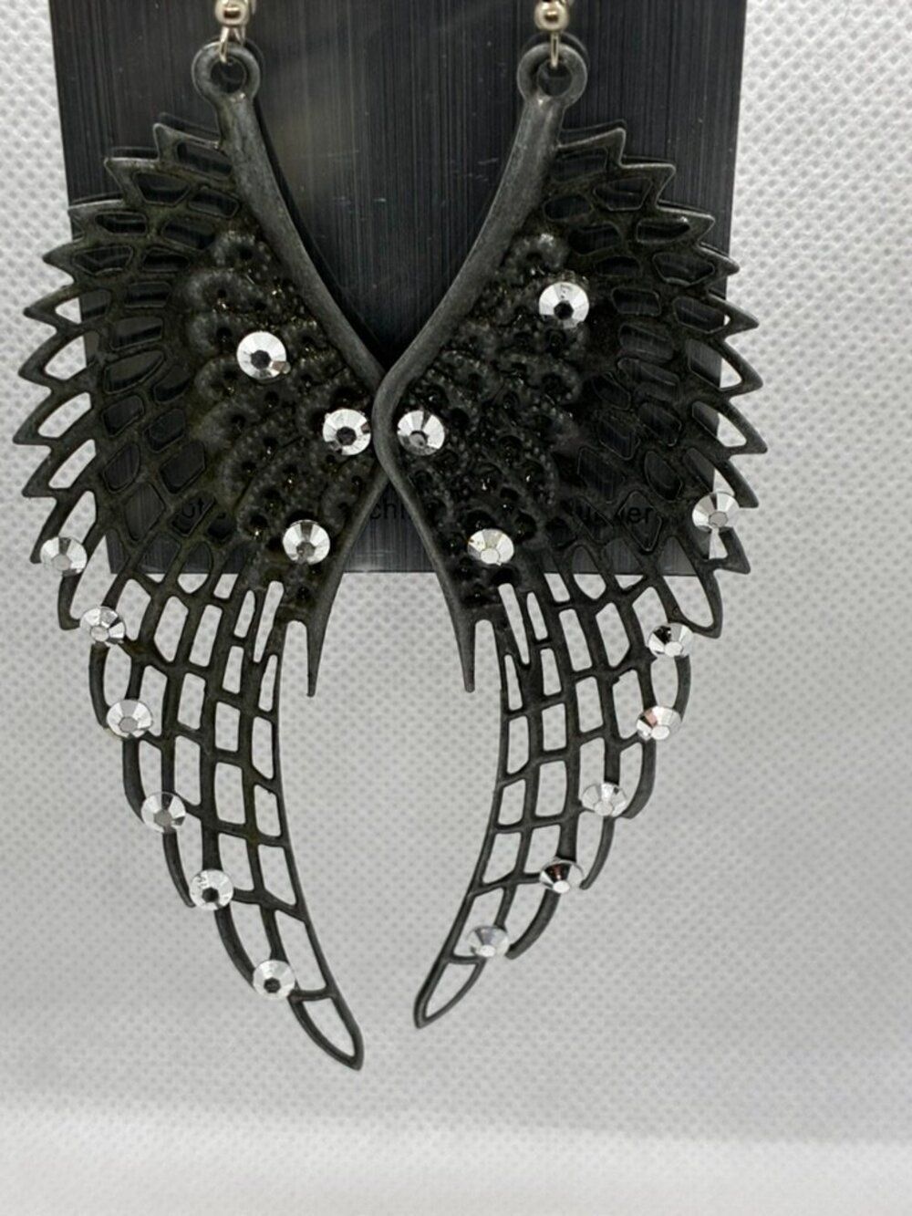 3For$20 Pastel Collection Gray Angel Wing Rhinestone Drop Earrings